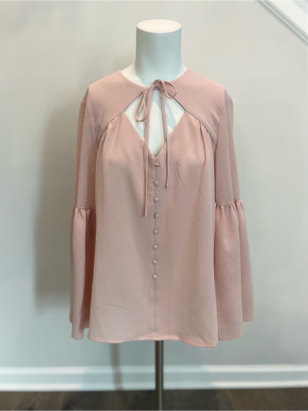 New York & Company Dusty Rose Tie-Neck Blouse